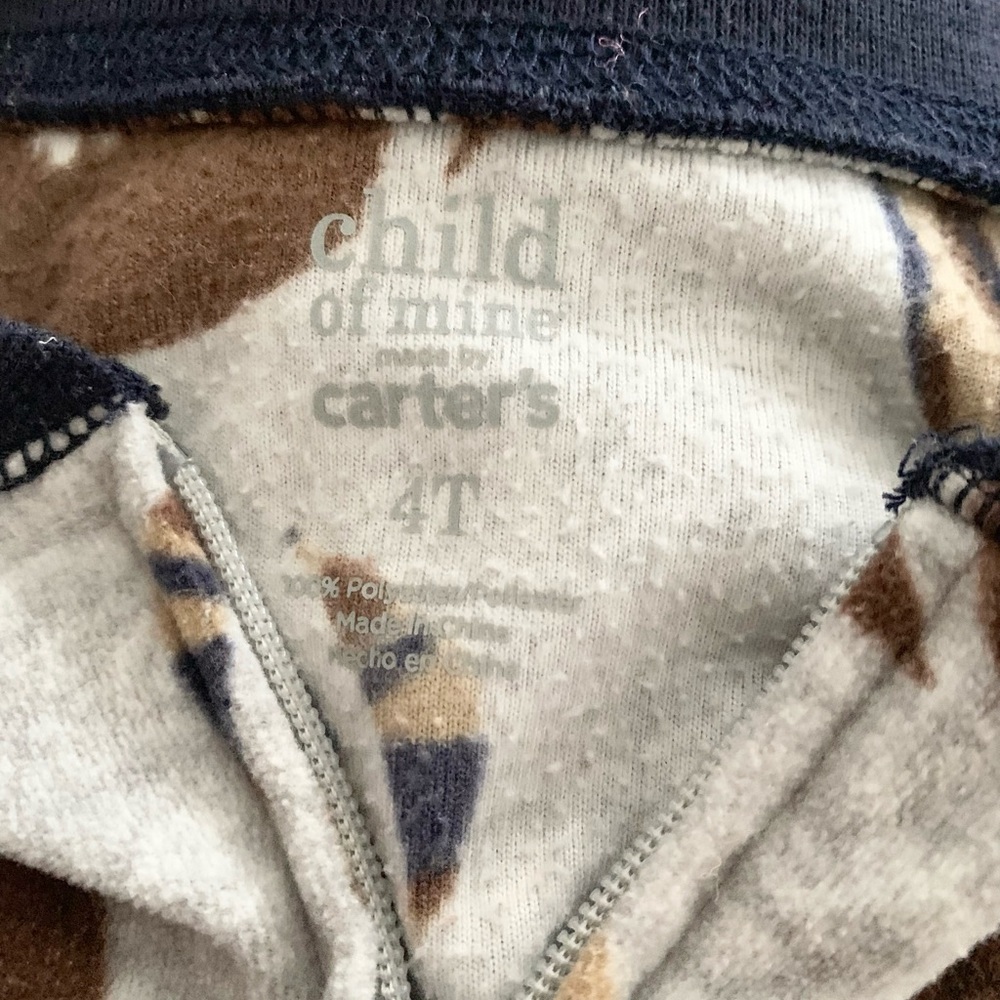 Carter’s | Child of Mine | Pajama One Piece Foot Covers Gray Blue Brown - Picture 9 of 9